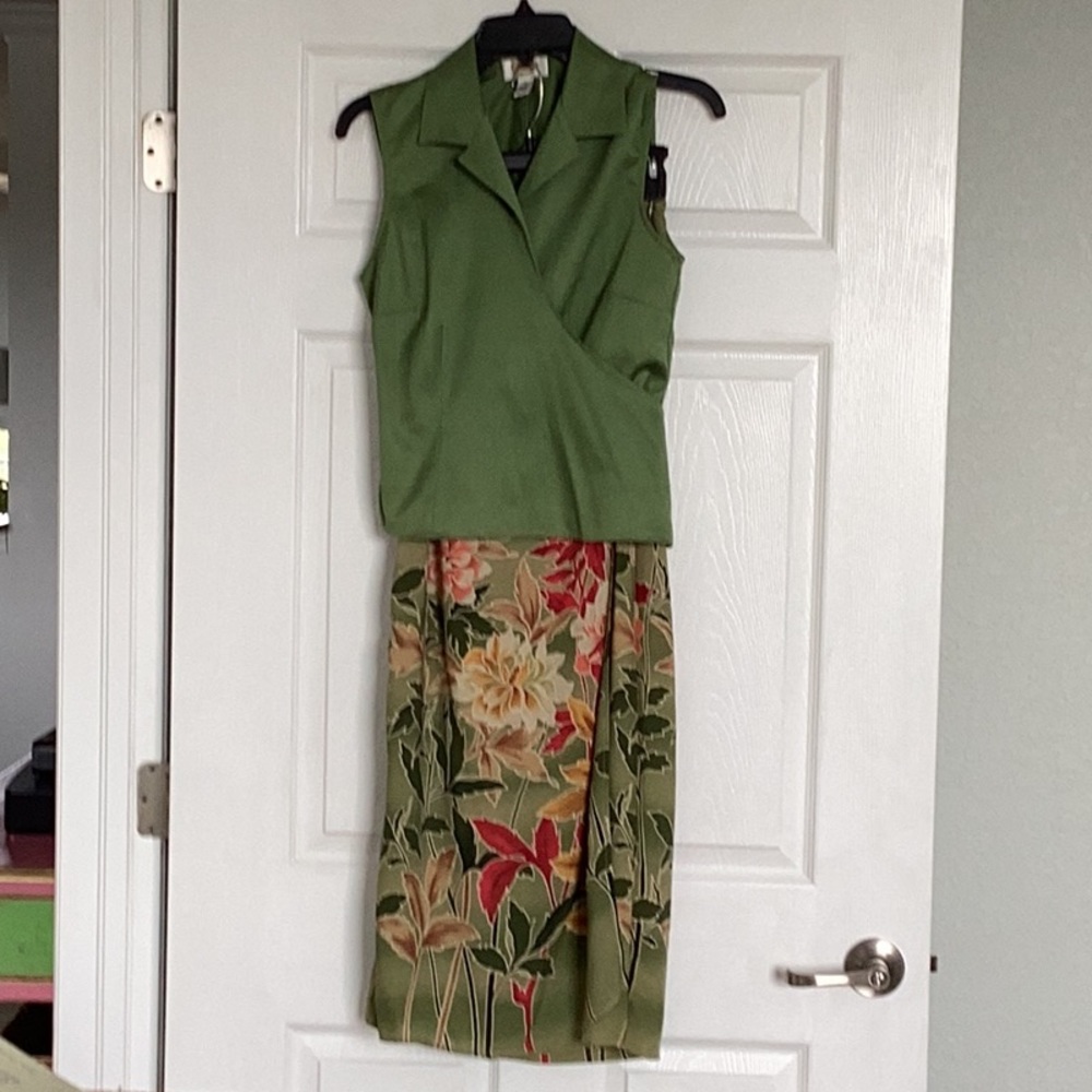 Two piece top and skirt outfit.